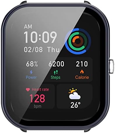 Chofit Etui kompatybilne z Amazfit GTS 4 Mini osłona ekranu, etui ochronne z PC, folia ze szkła hartowanego HD, do smartwatcha GTS 4 (czarny + biały + niebieski)