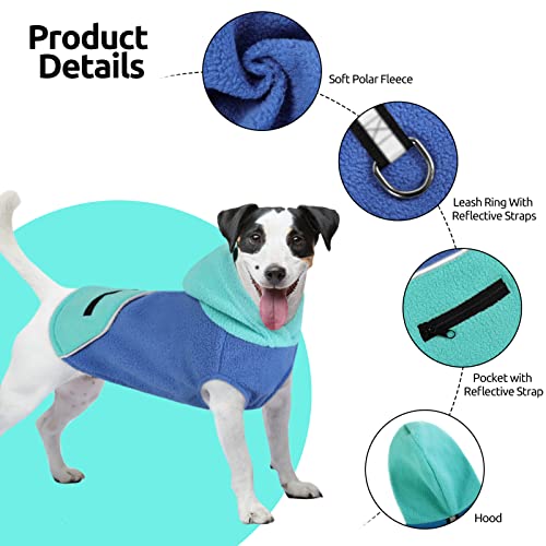 Asenku Dog Hoodie With Reflective Straps Pocket, Soft And Warm Dog Sweater With D-Ring, Fleece Dog Vest & Jacket, Winter Coat For Xs-Xl Dogs Cats Pets, Blue, X-Small #TOP2