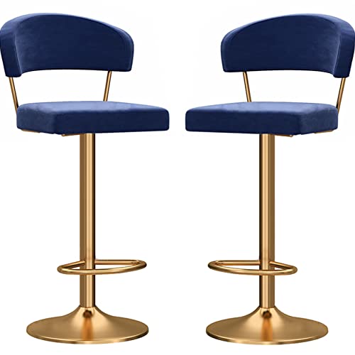 Taburetes de Bar de Altura de mostrador, taburetes de Bar tapizados de Terciopelo Modernos con Respaldo, sillas de Bar giratorias de 360° con Patas de Metal y reposapiés, Altura Ajustable, i