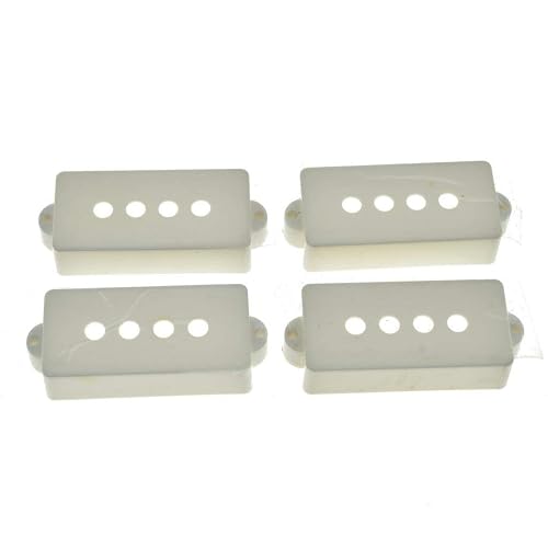 KAISH 4pcs P Bass Pickup Covers 4 String Electric Bass Pickup Covers for Precision P Bass White