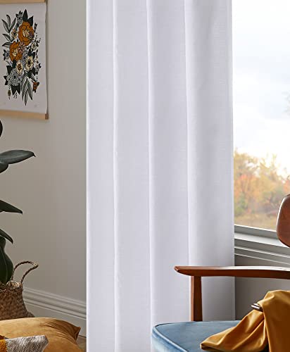 Livingroom Curtains 2 Panel Sets 50X108 Inch White In Textured Slub Cotton,Bathroom Window Curtains,White Curtains 108",Cotton Curtains,Tab Top Curtains & Drapes,Curtains,Farmhouse Curtains,Neutral #TOP3