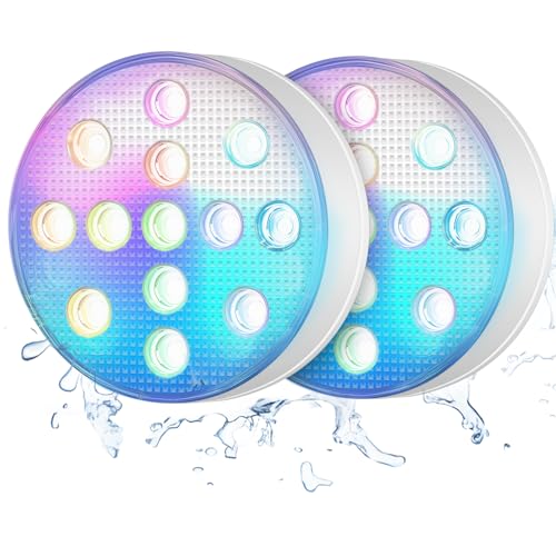 SUNDISC Rechargeable Submersible Pool Lights with Remote (2-Pack)