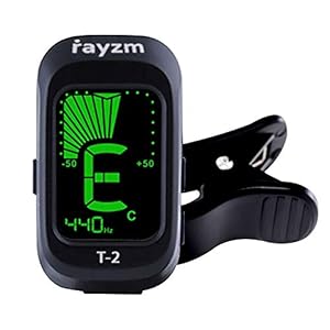 Rayzm Guitar tuner, tuner, clip-on tuner for chromatic/guitar/bass/ukulele/violin, clear LCD display, calibrated pitch, battery included, automatic power-off