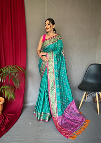 Image of SGF11 Women's Kanjivaram Patola Silk Saree Silk Saree Pure Golden Zari With Blouse Piece