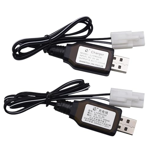 Blomiky 2 Pack 9.6V 200mA NiCD/NiMH Male Standard Tamiya USB Charger Cable for RC Cars Monster Trucks /9.6V Tamiya USB 2