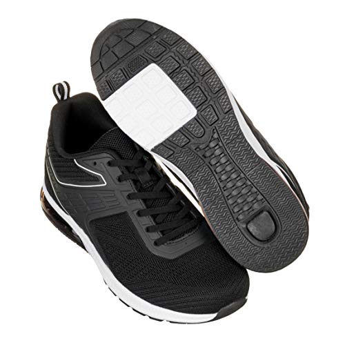 Calto Men's Invisible Height Increasing Elevator Shoes - Black/White Super Lightweight Sporty Sneakers - 2.4 Inches Taller - Q231 - Size 10 D(M) Us #TOP4