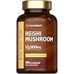 Reishi Mushroom Capsules 10,000mg | Red Reishi Extract (5:1) | High Strength Supplement | 100 Powder Capsules | by Horbaach