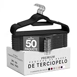 Utopia Home Perchas Terciopelo con Tie Bar (Negro, Paquete de 50)