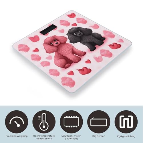 Báscula digital para cuerpo Pink Poodles Dogs hasta 180 kg miniatura 3