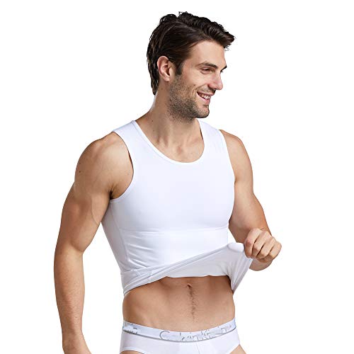 BaronHong Mens Compression Chest Binder Shirt Slimming Body Shaper Vest Workout Tank Tops Abs Abdomen Undershirts
