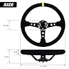 Acclcors Universal Racing Steering Wheel, Gaming Steering Wheel 350mm/14inch 6 Bolt Grip Suede Deep Dish with Horn Button for Racing/Rally/Motorsport/Car Sim Driving (Black)