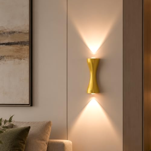 Image of Murphy Golden Axis 6W LED Up Down Wall Light | Warm White | Premium Gold Finish | Aluminium Body | Decorative Indoor Wall Lamp | 2 Year Warranty | Pack of 1