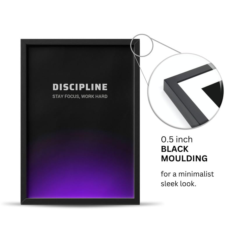 Image of Wall Framed Posters 8x12 inch Motivational Quotes Posters Discipline Photo Frame - Stay Focused, Work Hard - Inspirational Desk & Wall Decor for Home and Office