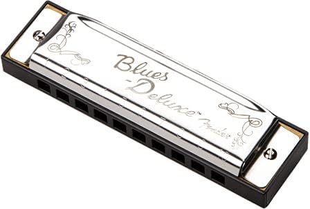 Fender Blues Deluxe Harmonica - Key of G Bundle with Carrying Case and Instructional Book