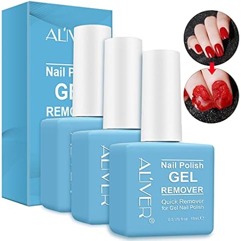 Tudiqe 3 Pack Gel Nail Polish Remover, Ultra-Powerful Professional Nail Polish Remover for Natural, Nail Polish Remover for Gel Nails, Soak-Off Gel Polish in 2-5 Minutes, blue, 1.5 Ounce Cover