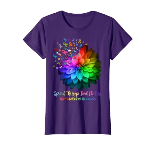 Fight Cancer in Spread The Hope Find a Cure T-Shirt, Women, Purple, 3X-Large