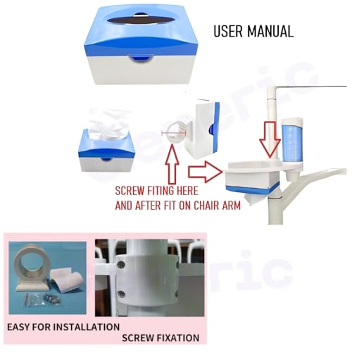Image of Dental 3 in 1 Utility tray with Dispenser Water Cup Holder, Tissue Box & Utility Tray for Dental Implant of dental chair parts (Pack of 1 / Blue)