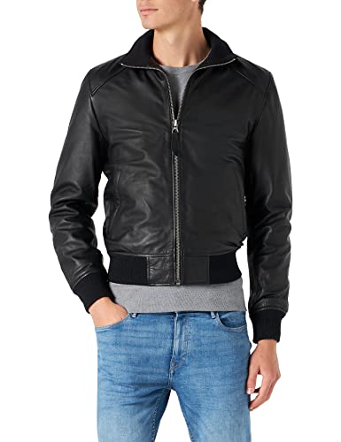 Schott NYC Mixte Lcfresno BLOUSON CLASSIQUE AVEC COL BORD COTE SCHOTT, Noir, XL EU