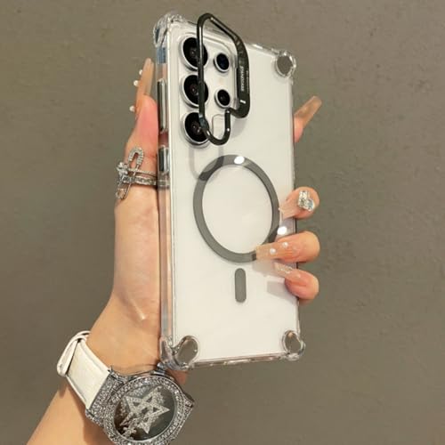 For Galaxy A56 �p �P�[�X MagSafe�Ή� �����Y�X�^���h���� �J�o�[ PC�f��+TPU�o���p�[ �ϏՌ� �M�����N�V�[A56 �J�o�[ �}�O�Z�[�t�Ή� �����O �X�^���h�@�\ �}�O�l�b�g���� ������ �S�ʕی� �Ռ��z�� ����~�� ���� ���ϖh