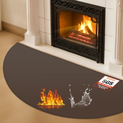 TOHONFOO Fireplace Mat for Home Protection, 2'8'' x 1'4'' x 0.04'', Brown