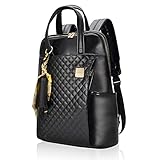Laptop Backpack for Women Slim Travel - Laptop Bag Computer Case Fit up to 15.6-inch Notebook Lightweight Medium Size Purse for Work Bookbag Water-resistant Business Fashion Stylish PU Leather Black