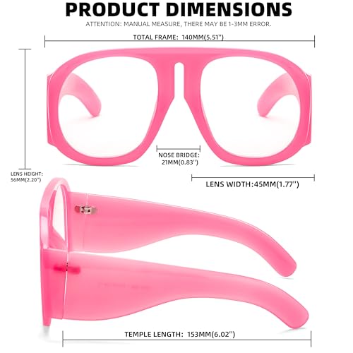Image of FEISEDY Oversized Blue Light Blocking Glasses Women Men Big Plastic Aviator Frame Eyewear Clear Lens Computer Glasses B2371