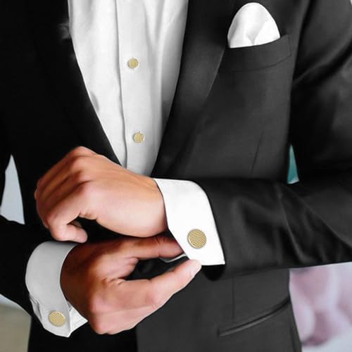 HAWSON Silver/Gold Cufflinks for Men with Tuxedo Shirt Studs,Men Accessories Jewelry with Gift Box,Gifts for Family,Best Friend on Wedding Business Birthday Anniversary3