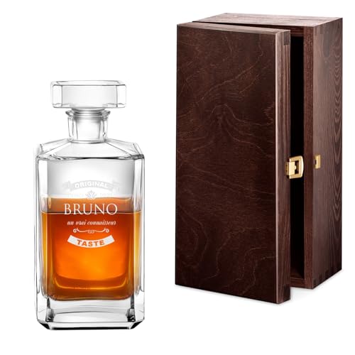 Maverton Carafe à Whisky gravée - 700ml Décanteur en verre transparent - Cadeau personnalisé pour hommes - Cadeau d’anniv - Original