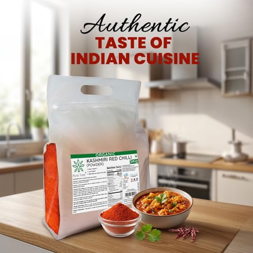 Image of Pure Tree Certified Organic Kashmiri Red Chilli Powder | 5 Kg / 5000 g | Kashmiri Lal Mirch Powder | Organic Red Chilli Powder | Kashmiri Laal Mirch gives Vibrant Red Color & Mild Heat to your dishes
