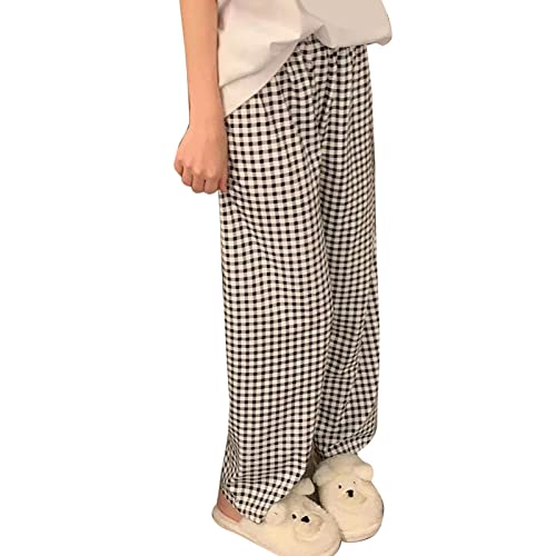 Calças de Dormir Femininas, Calças Folgadas Confortáveis ​​xadrez para Casa (Tamanho Livre)