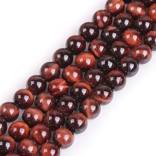 GEM-Inside 8mm Red Tiger Eye Round Smooth Beads for Jewellery Making 16In