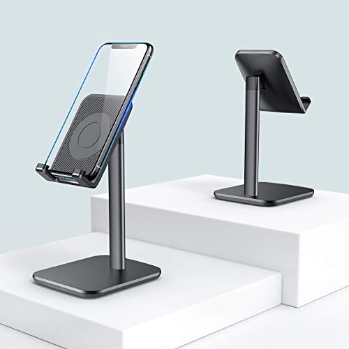 Cell Phone Holder for Desk, Adjustable Cellphone Stand Holder with Anti-Slip Weighted Base, Smart Phone Desk Stand Dock, Cradle, Compatible with iPhone Xs Xr 8 X 7 6 6s Plus, All Android Phones