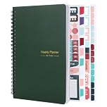 To Do List Notebook, A5 Undated Weekly Planner Notebook 52 Weekly Organiser Planner with Habit Tracker and Stickers for Students, Work, Fitness, Productivity（Dark Green）