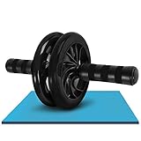 Bauchtrainer Bauchroller Schwarzes Ab-Rollenrad mit Kniematte, Rollgeräuschgeräusch Leicht zu Montierendes Bauchrad, für Workout-Trainer