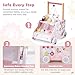labebe Wooden Baby Walker, Push Activity Walker for Kids 12M+, Multifunctional Ice Cream Cart Activity, Adjustable Speed Learning Walking with Wheels, Birthday Gift for Girls Boys Ages 1-3 (Pink)