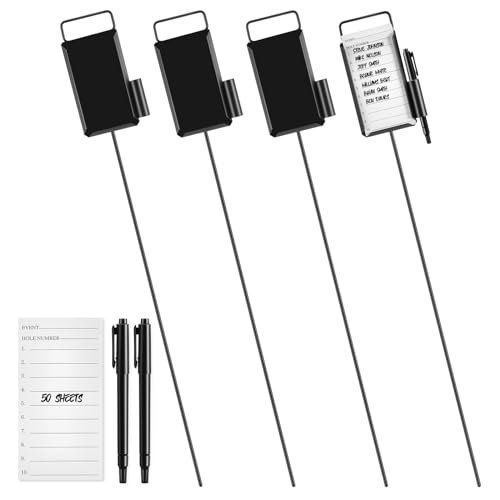 Shappy 4 Pcs 4 or 6 Pack Closest to The Pin Marker Golf Metal Proximity Marker with 50 Sheets Cards and 2 or 3 Black Pens Stainless Steel Golf Signs for Long Drive Putting Competition