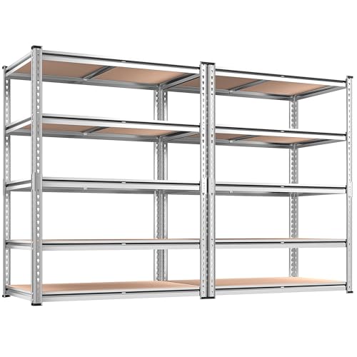REIBII 2020LBS Garage Shelving Heavy Duty Metal Shelving 5 Tier Storage Shelves, Garage Shelves for Basement, Warehouse, Pantry, Closet, Kitchen, 72