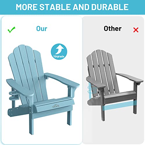 Cecarol Adirondack Chair, High Back Outdoor Chair With Cup Holder, Weather Resistant Chair For Porch, Garden, Backyard, Fire Pit, Blue-Tfc2 #TOP6