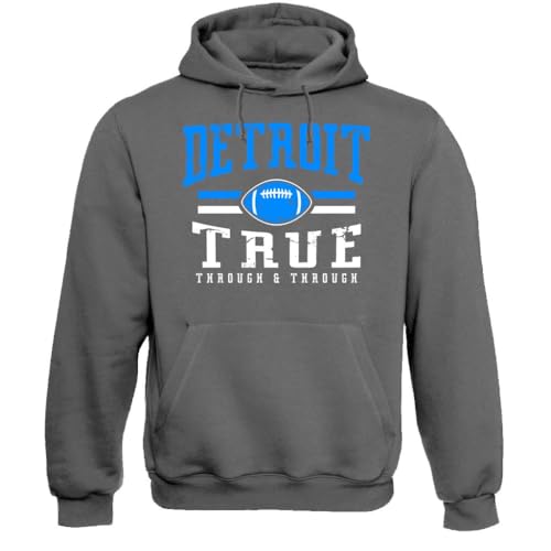 Xtreme Apparrel Detroit Football Men's Vintage Fan Hoodie Sweatshirt (Charcoal Hoodie, 2XL)