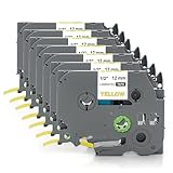 Yellow Yeti 7 Cassette Nastri Laminati TZe-631 TZ-631 nero su giallo 12mm x 8m Etichette compatibili per Etichettatrici P-Touch PT-1000 PT-H100R PT-H100LB PT-H107B PT-H110 PT-D400 PT-D600VP