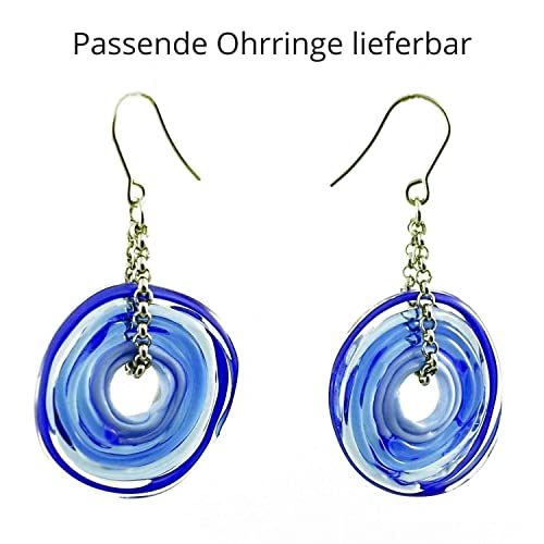 Elegante Kette mit einzigartigem Schmuckanhänger aus Murano-Glas/Glas-Wechsel-Schmuck/Unikat handmade/Personalisiertes Geschenk für Sie zum Jahrestag Geburtstag Muttertag (Blau)