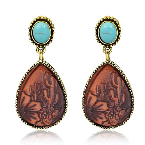 Western Earrings Outfit for Women Oval Silver Earrings Dangle Turquoise