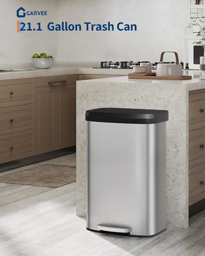 Caneca de basura de acero inoxidable de 80 L con tapa miniatura 2