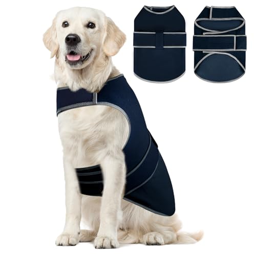 Image of Dog Anxiety Shirt,Dog Anxiety Jacket Calming Vest for Thunderstorm,Travel,Separation, Calming Coat Wrap for Dogs, Pet Stress Relief Anxiety Jacket (Dark Blue, X-Large)