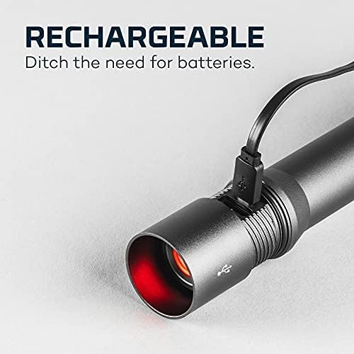 NEBO Davinci 2000 Lumens | Black LED Rechargeable Flashlight | 18650 Battery with Power Bank, NEB-FLT-0020-G , Grey