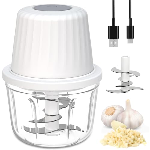 Mini Food Chopper Cordless, 400ml Small Food Processor with 6 Blades(White)