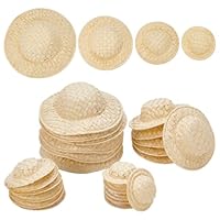 AHANDMAKER 40 Stück Miniaturhüte In 4 Stilen Kleine Strickmützen Aus Strohimitat Bastelmützen Für Puppen Ornamente Für DIY Basteldekorationen (12.5 bis (5) cm)