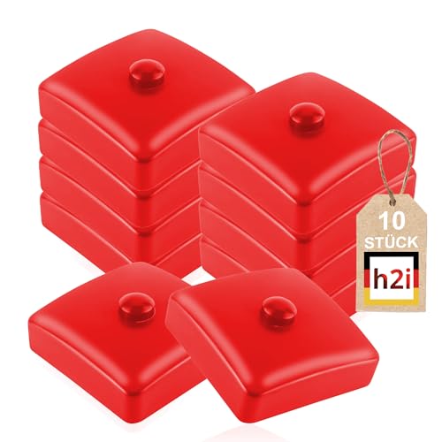 h2i Tappi per pali | plastica rossa | 91 x 91 mm | 10 pezzi | Tappo di copertura angolare per pali in legno da giardino e pali di recinzione a forma di piramide | Protezione dalle intemperie per travi