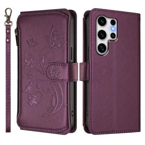 Housse Samsung S25 Plus en cuir avec rabat papillon offrant une protection intégrale anti-choc