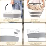 43L(11.5Gallon) Collapsible Laundry Basket with Handles, Foldable Laundry Basket Plastc,Pop Up Tall Storage Container/Organizer/Clothes Hamper for Laundry (Grey,1 Pack) - Image 4